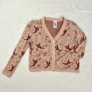 Floral Patterned Pink Cardigan Sweater